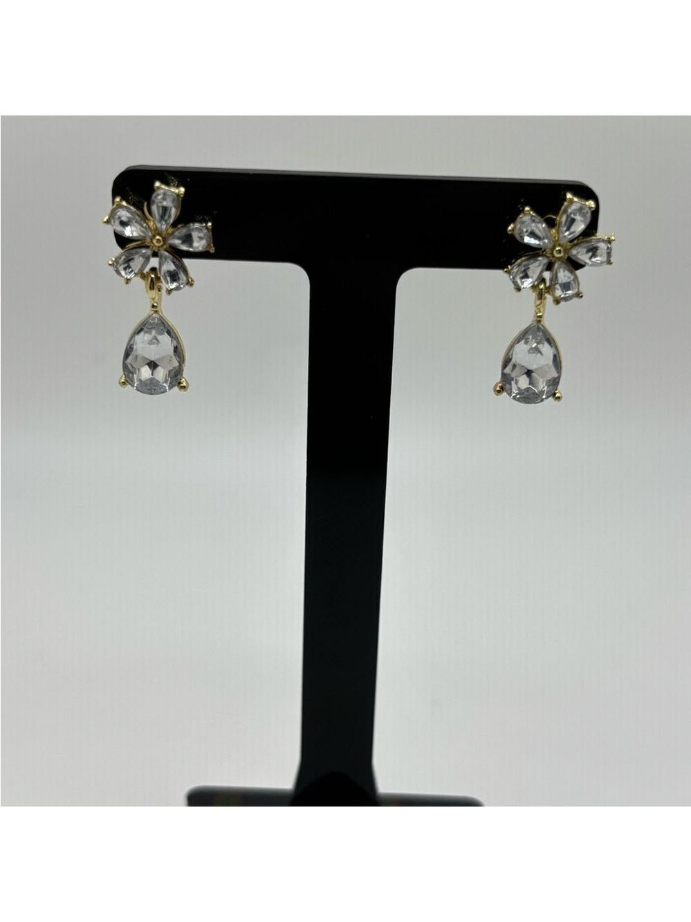 Gold and Silver Flower Drop Earrings